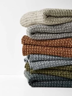 Waffle Throw - Greystone -Homewares Shop waffle bed cover stack 3 8