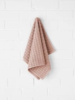 Waffle Hand Towel - Pink Clay