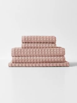 Waffle Bath Towel Set - Pink Clay