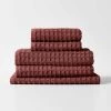 Waffle Bath Towel Set - Mahogany 2 Waffle Bath Towel Set - Mahogany -Homewares Shop waffle towel stack mahogany 2