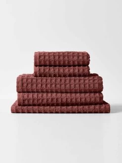 Waffle Bath Towel Set - Mahogany