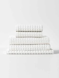 Waffle Bath Towel Set - White