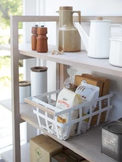 Yamazaki Tosca Single Handle Storage Basket -Homewares Shop yamazaki storage basket white lifestyle 1