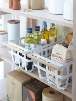 Yamazaki Tosca Single Handle Storage Basket -Homewares Shop yamazaki storage basket white lifestyle 2