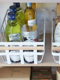 Yamazaki Tosca Single Handle Storage Basket -Homewares Shop yamazaki storage basket white lifestyle 5