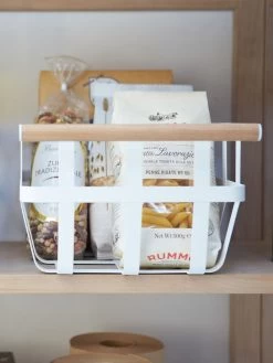 Yamazaki Tosca Single Handle Storage Basket -Homewares Shop yamazaki storage basket white lifestyle 6